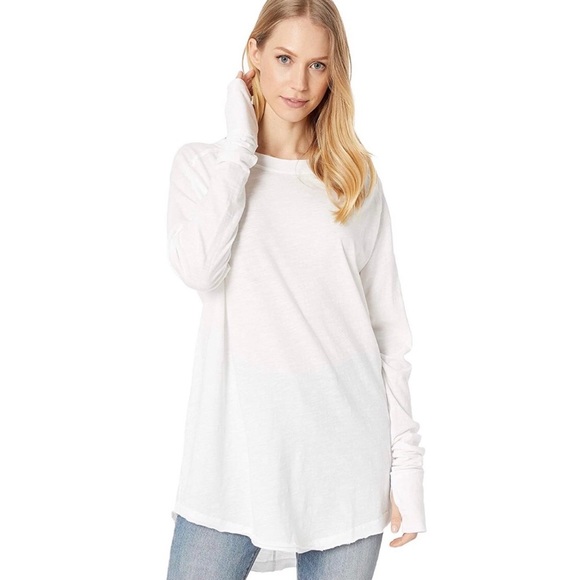 Free People We The Free Arden Tee Long Sleeve in Optic White New with Tags Small - Picture 11 of 14